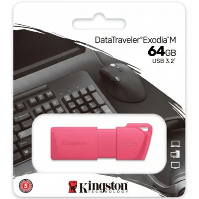Kingston - USB flash drive - 64 GB - USB 3.2 Gen 1 - NEON (PINK) 	KC-U2L64-7LN