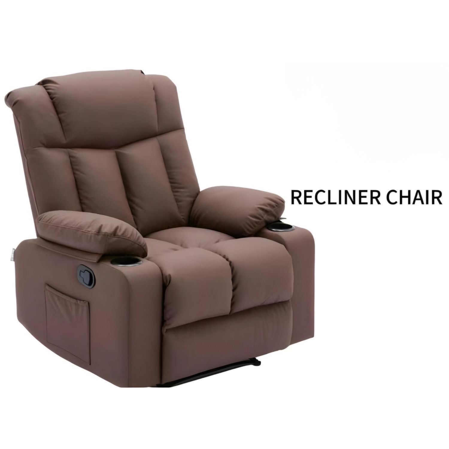 TEXAS T100 SINGLE LEATHER MANUAL RECLINER  (BROWN)
