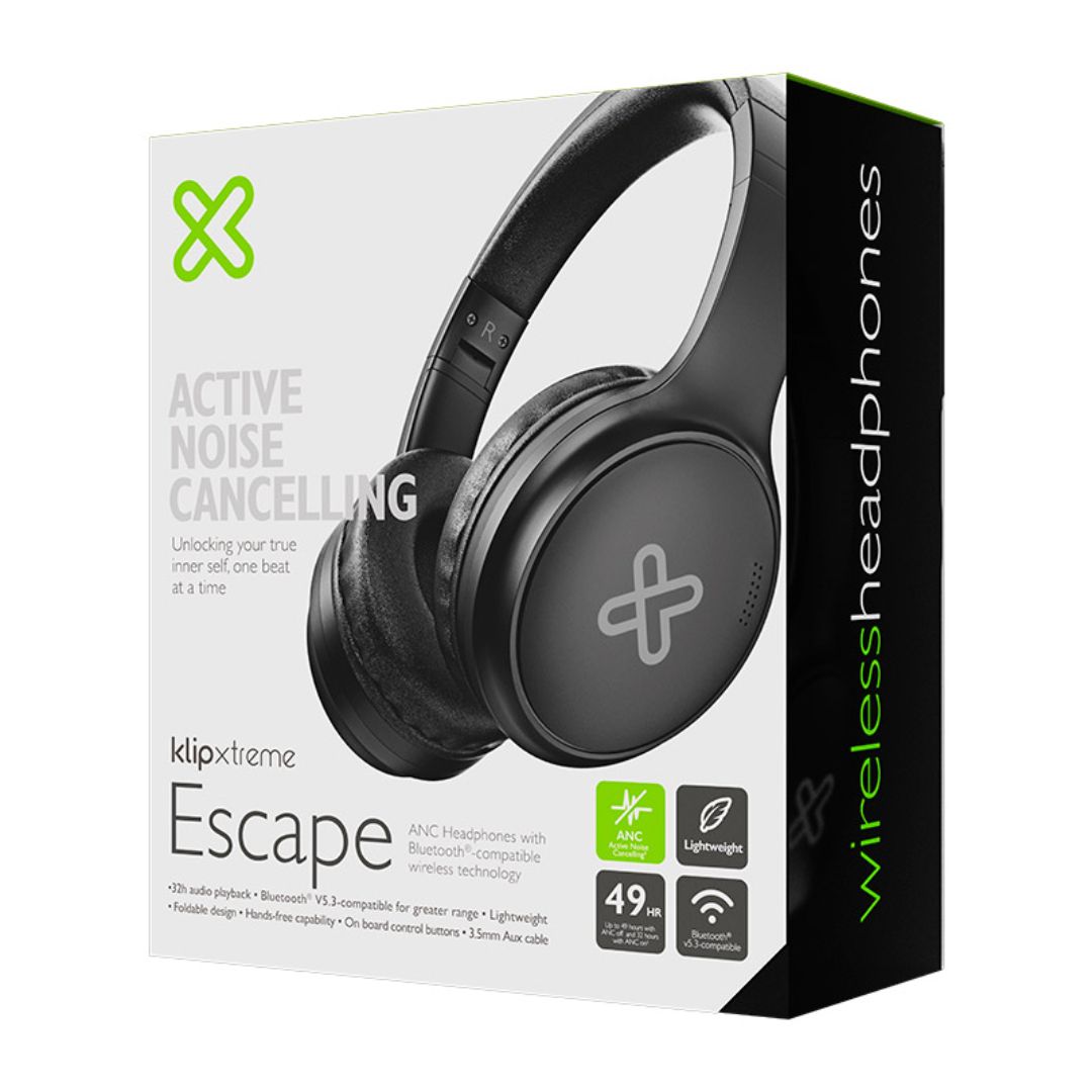 Klip Xtreme - KNH-300BK - Headphones - For Home audio - Wireless - ANC - 32Hr - Black