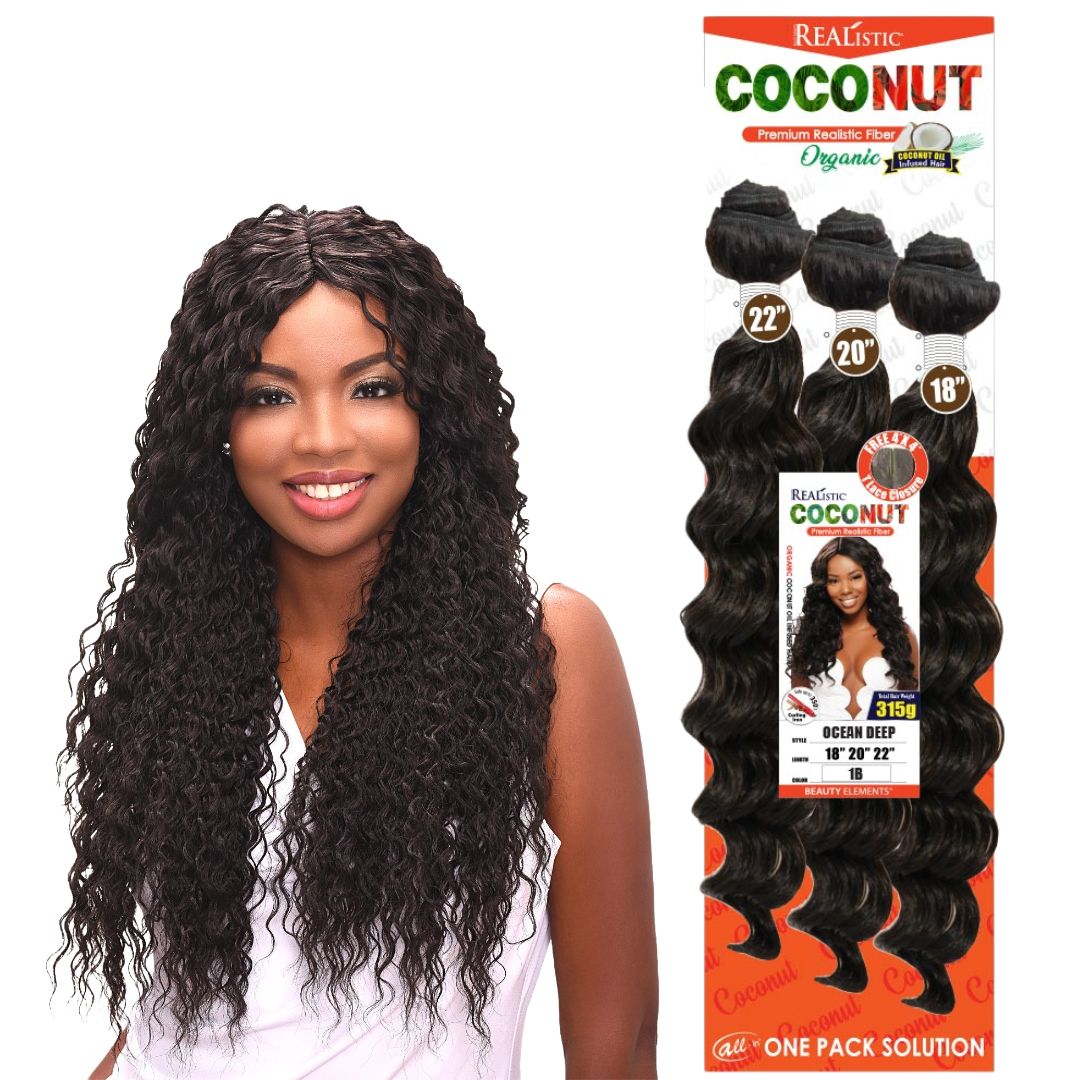 REALISTIC COCONUT #1 4X4 CLOSURE DEEP TWIST 18" 20" 22"
