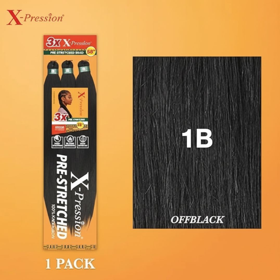 #1B SB 3X X-PRESSION PRE-STRETCHED 58" HAIR