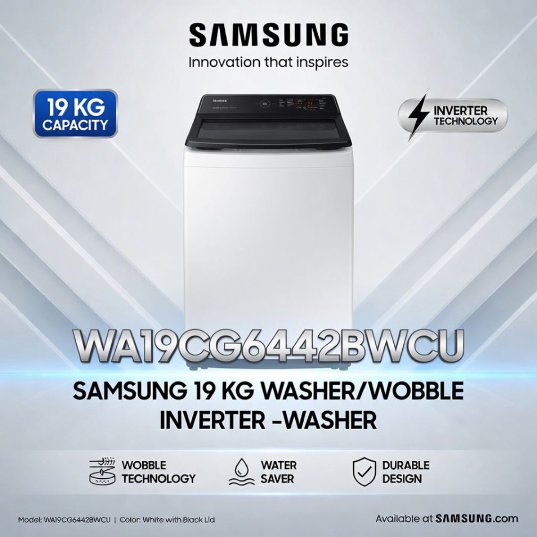 WA19CG6442BWCU SAMSUNG 19 KG WASHER/WOBBLE INVERTER -WASHER