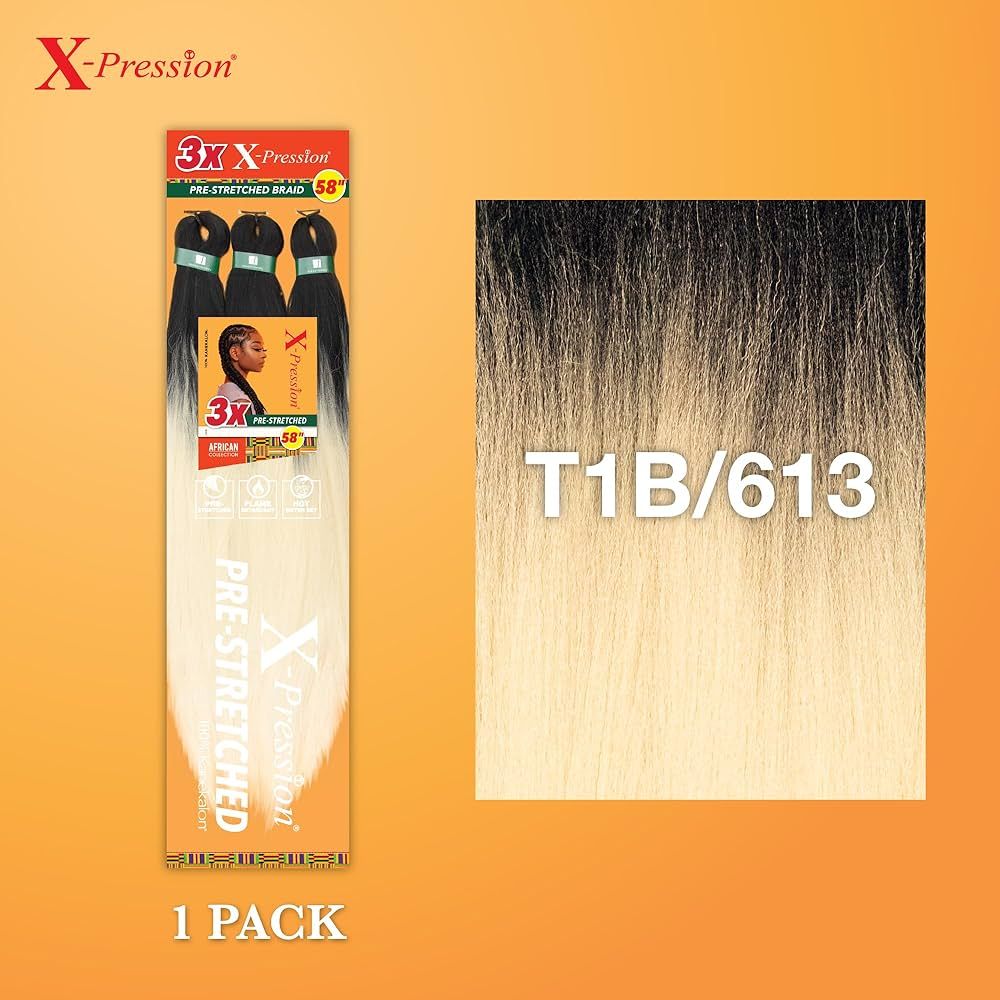 #T1B/613 SB 3X X-PRESSION PRE-STRETCHED 58" HAIR