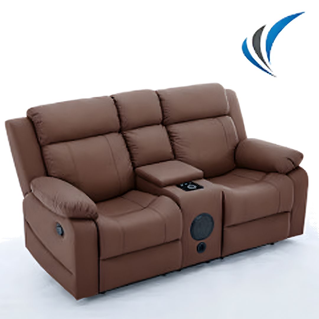 TEXAS 2045-2 BLUETOOTH AUDIO/WIRELESS CHARGING LOVE SEAT MANUAL RECLINER SOFA (BROWN)