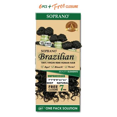 SOPRANO BRAZILIAN REMI DEEP BUNDLE HUMAN HAIR 7PCS  7"7"9"9"11"11"