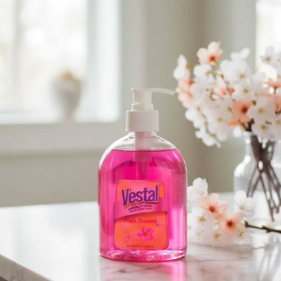 VEST-HAND2P-2CC  VESTAL ANTIBACTERIAL LIQUID HAND SOAP PEACH BLOSSOM 500ML