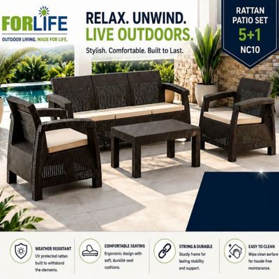 RATTAN OUTDOOR PATIO SET 5+1 (NC10)