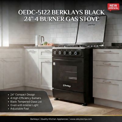OEDC-5122 BERKLAYS BLACK 24" 4 BURNER GAS STOVE
