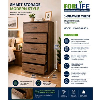 ST-CAB5YK07 YK-07 #6303 5 DRAWERS CHEST L60XW40XH77CM