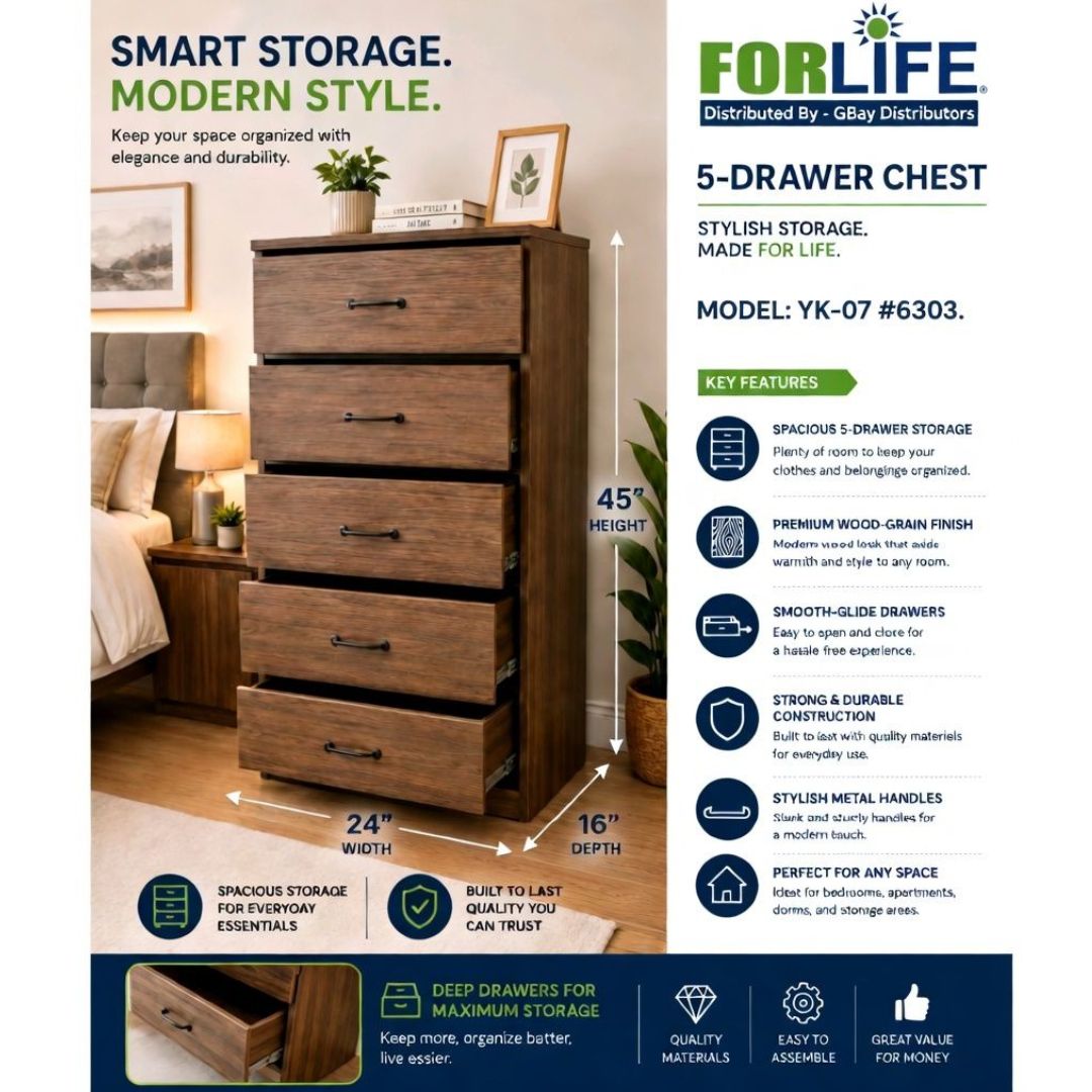ST-CAB5YK07 YK-07 #6303 5 DRAWERS CHEST L60XW40XH77CM