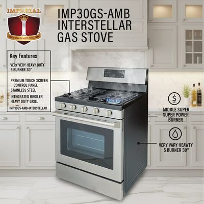 IMP30GS-AMB-INTERSTELLAR IMPERIAL INTERSTELLAR STOVE -- 5 BUR 30"" -- MAYTAG