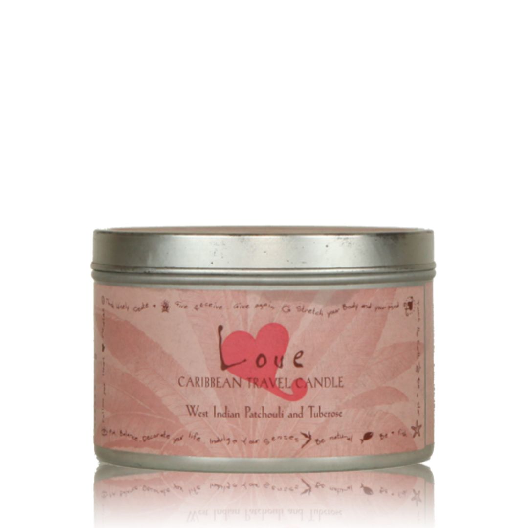 LOVE TRAVEL CANDLE WEST INDIAN PATCHOULI &amp; TUBEROSE 91g/3.2oz