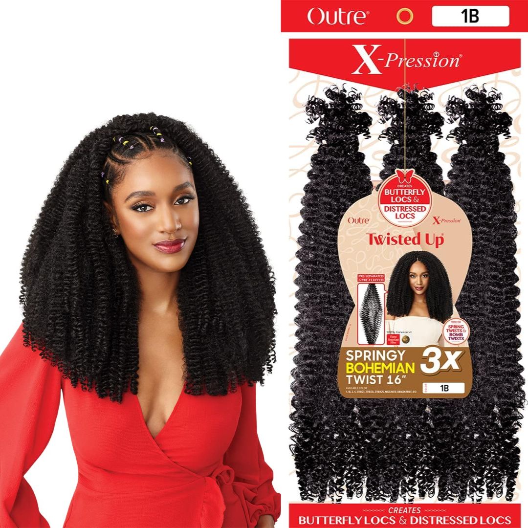 OUTRE TWISTED UP SPRINGY BOHEMIAN TWIST 16" HAIR #1B