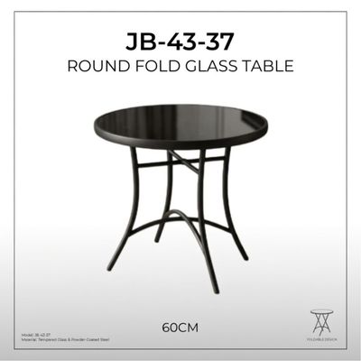 JB-43-37 ROUND FOLD GLASS TABLE 60CM