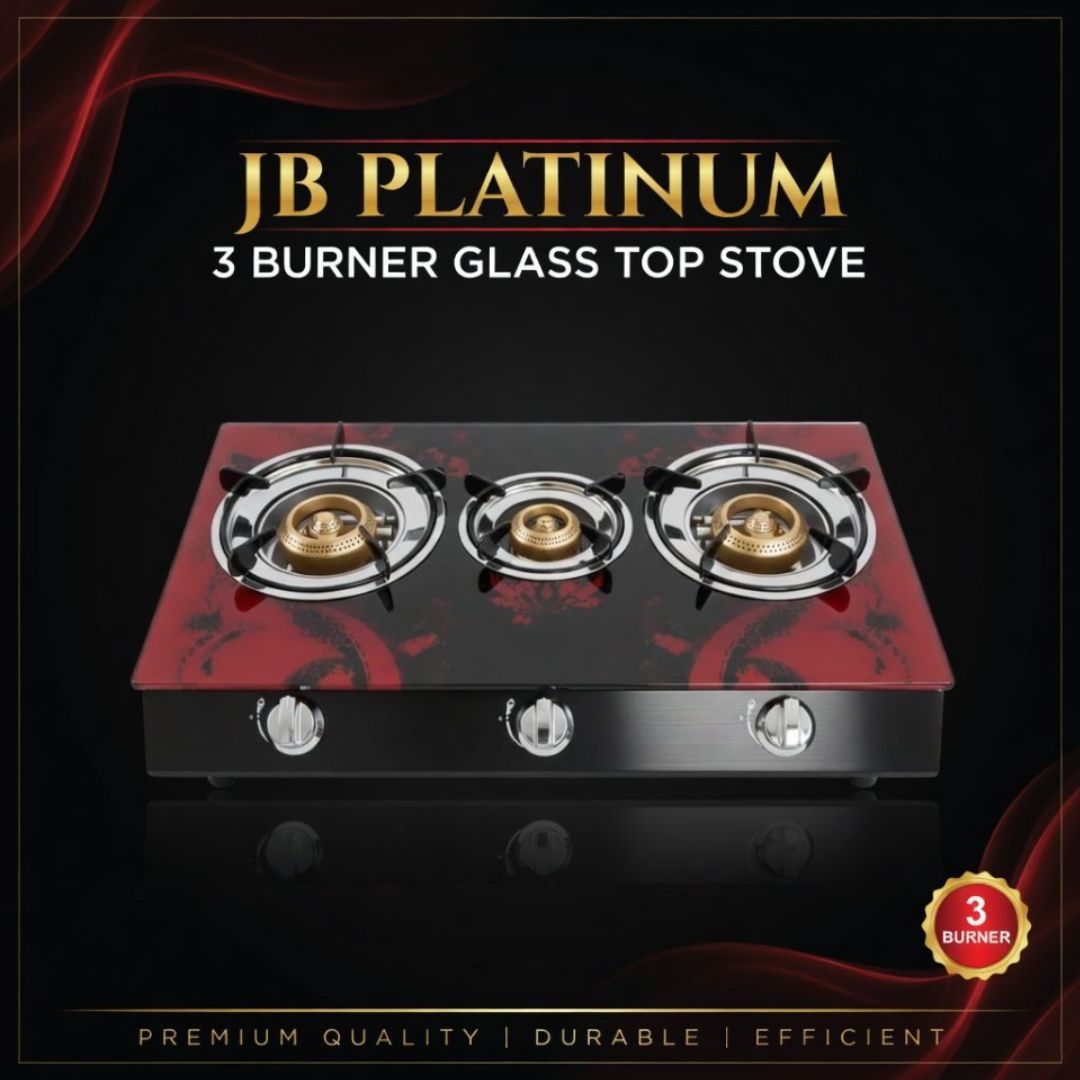 JB PLATINUM  3 BURNER GLASS TOP STOVE