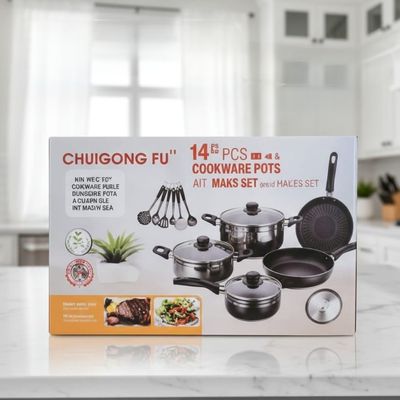 JB-37-01 14PCS COOKWARE POTS &amp; PANS SET WITH NON-STICK GRIDDLE