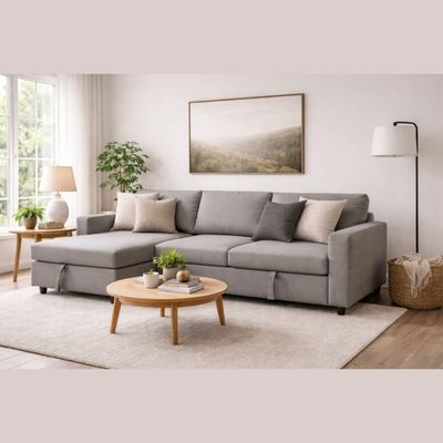 RV-01 SOFA BED WITH STORAGE (LIGHT GREY FABRIC) 1 SET = 2 CARTON 1/2 &amp; 2/2