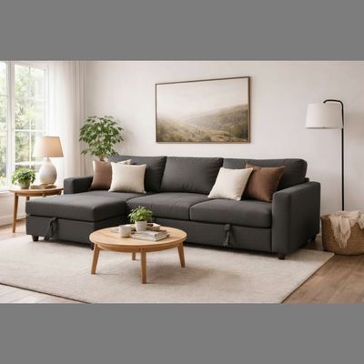 RV-01 SOFA BED WITH STORAGE (DARK GREY FABRIC) 1 SET = 2 CARTON 1/2 &amp; 2/2