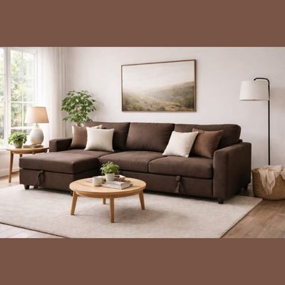 RV-01 SOFA BED WITH STORAGE (DARK BROWN FABRIC) 1 SET = 2 CARTON 1/2 &amp; 2/2