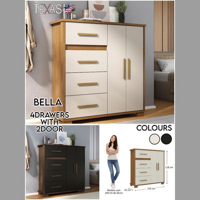Bella chest of drawer 4 Drawer with 2 door