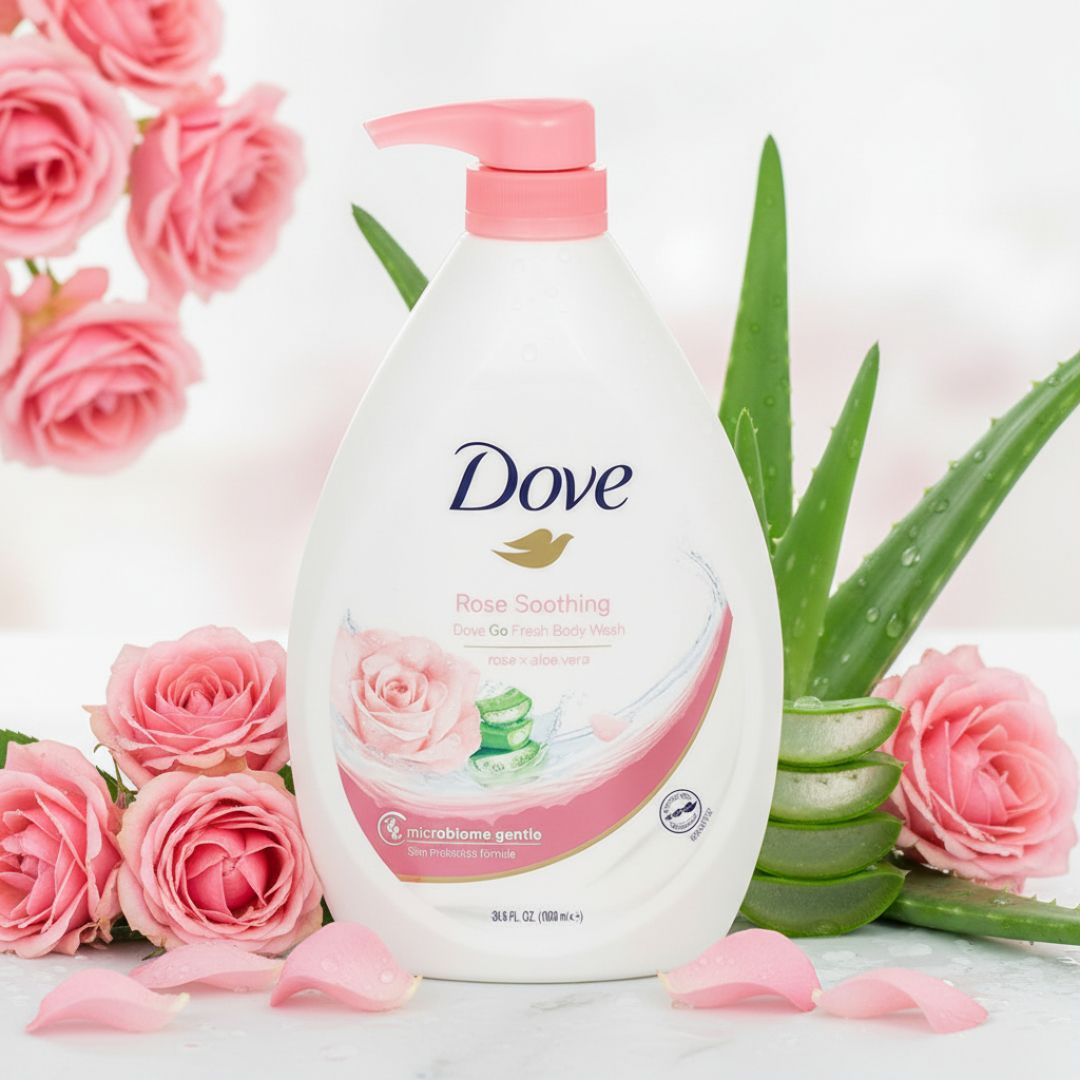 DOVE ROSE SOOTHING BODY WASH ROSE &amp; ALOE VERA 1000ML/34OZ