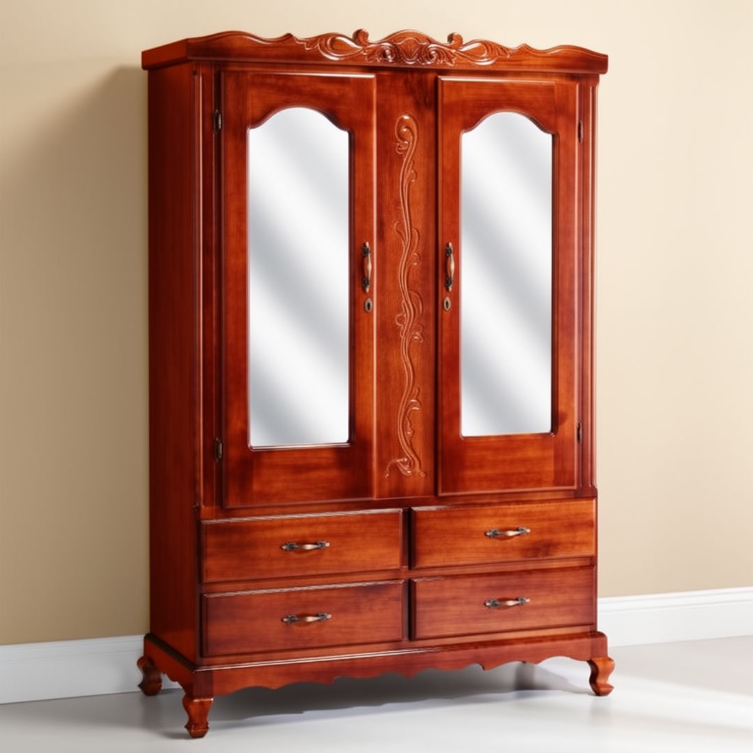 WARDROBE 4 DRAWERS + 2 DOORS WITH KEY LOCK