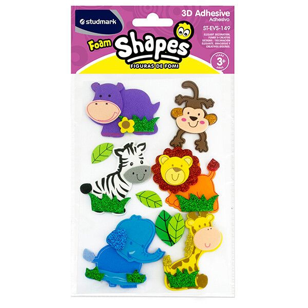 ST-EVS-149 STUDMARK FOAM STICKERS-JUNGLE ANIMALS