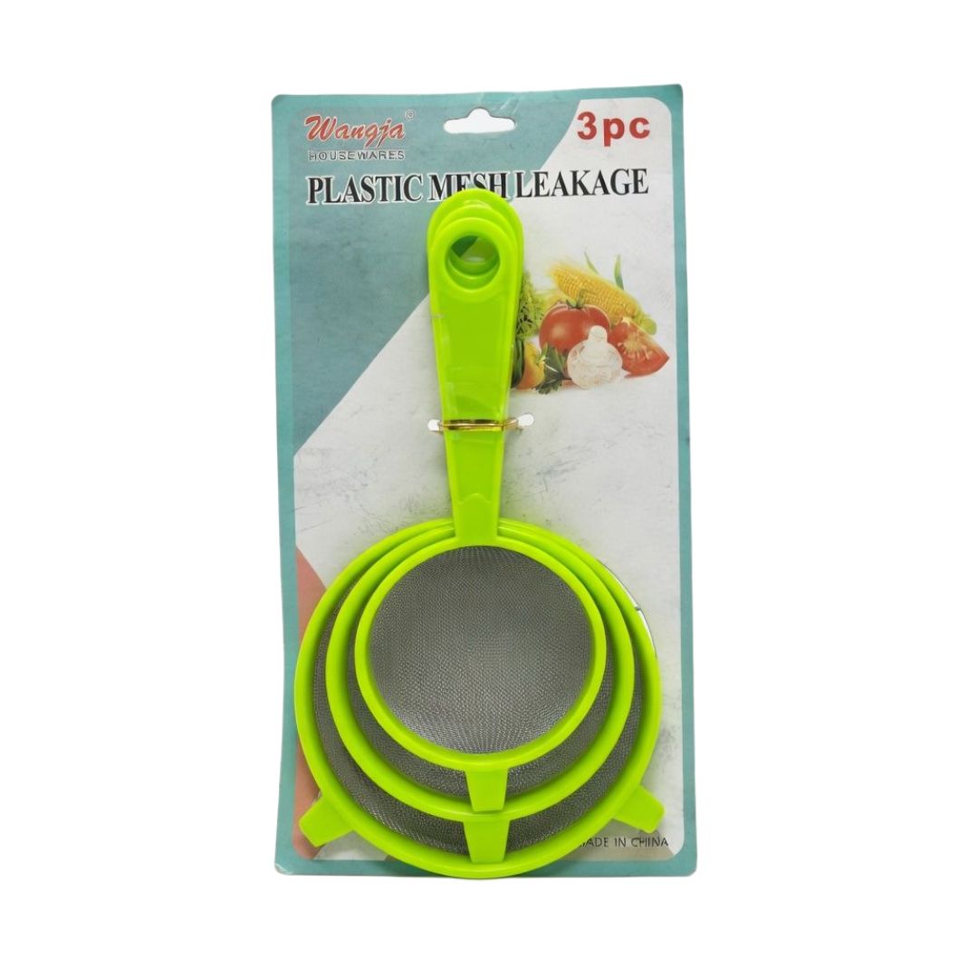 TTL-4810 3PCS PLASTIC STRAINER W/IRON MESH