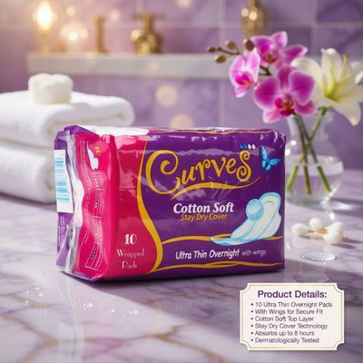 CURVES ULTRA THIN OVERNIGHT WITH WINGS-18PADS