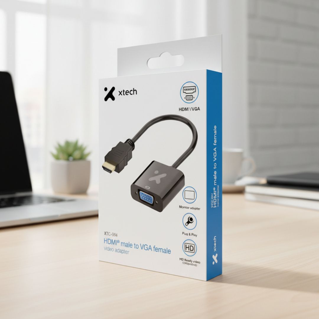 Xtech - Video adapter - 19 pin HDMI Type A - VGA - Black - XTC-384+