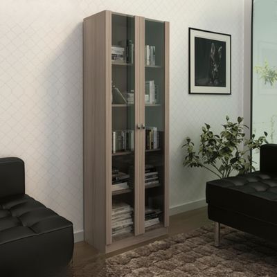 ME-4115-0005 OFFICE CABINET W/2 GLASS DOORS OAK