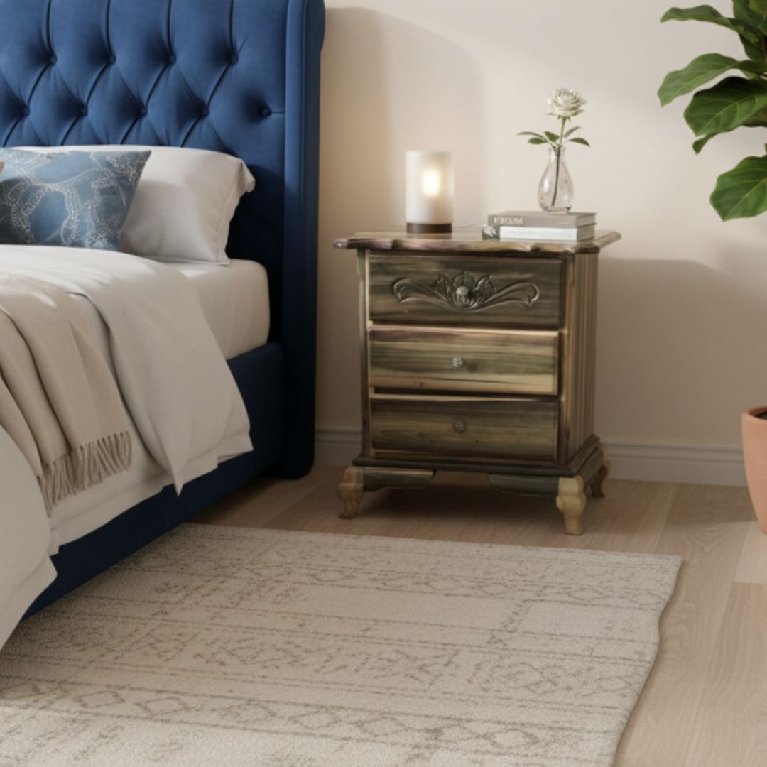 3 DRAW BEDSIDE/NIGHT TABLE (MAHOE)