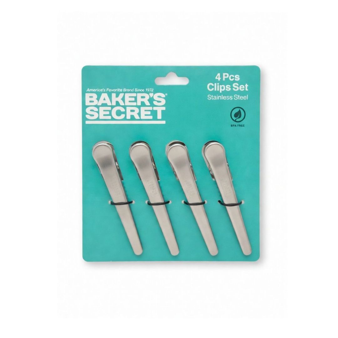 BS40103 BAKERS SECRET 4PCS STAINLESS STEEL CLIP SET
