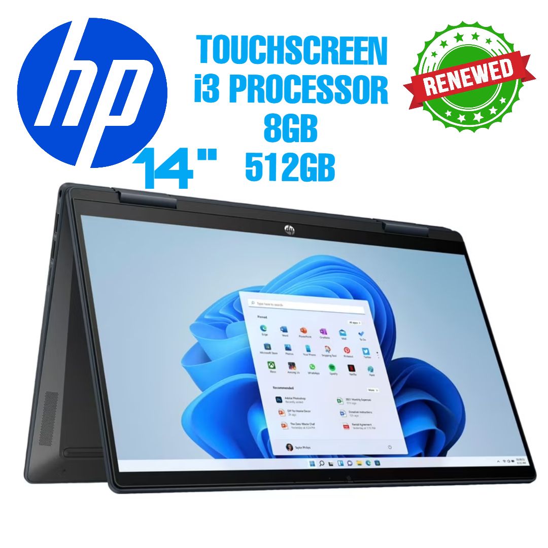 14-EK1003CA HP PAVILION 14" i3 PROCESSOR TOUCHSCREN 8GB\512 LAPTOP RENEWED