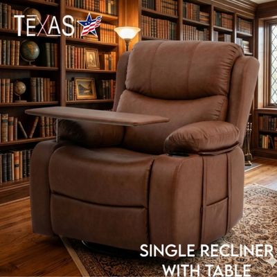 TEXAS SINGLE RECLINER WITH TABLE (BROWN)