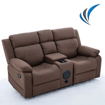 TEXAS 2015-2 BLUETOOTH AUDIO/WIRELESS CHARGING LOVE SEAT MANUAL RECLINER SOFA (FABRIC BROWN)