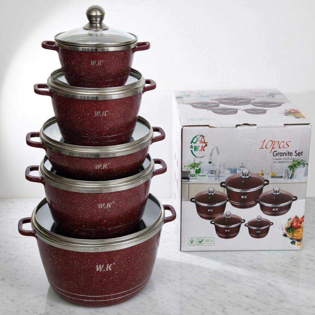 10PCS NON STICK GRANITE POT SET