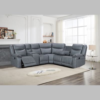 IMP-TUSCANY-TECH-FABRIC-REC-CORNER-SOFA-GREY IMPERIAL -- TUSCANY -- BLACK CORNER SOFA WITH TECHNOLOGY FABRIC &amp; RECLINER ALSO WIRELESS CHARGER AND IN USB TYPE C -- INTRODUCTRY OFFER