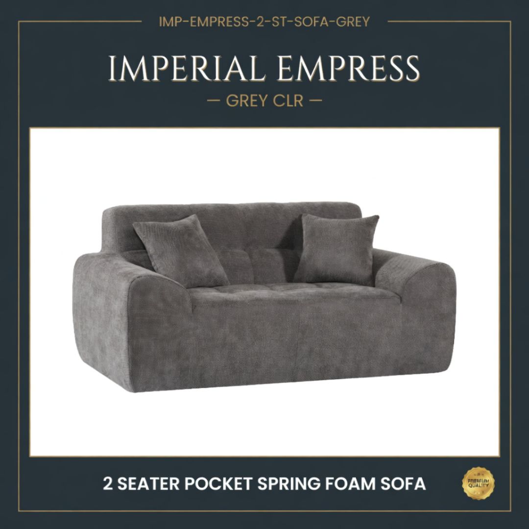 IMP-EMPRESS-2-ST-SOFA-GREY IMPERIAL EMPRESS -- GREY CLR -- 2 SEATER POCKET SPRING FOAM SOFA
