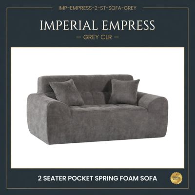 IMP-EMPRESS-2-ST-SOFA-GREY IMPERIAL EMPRESS -- GREY CLR -- 2 SEATER POCKET SPRINGG FOAM SOFA