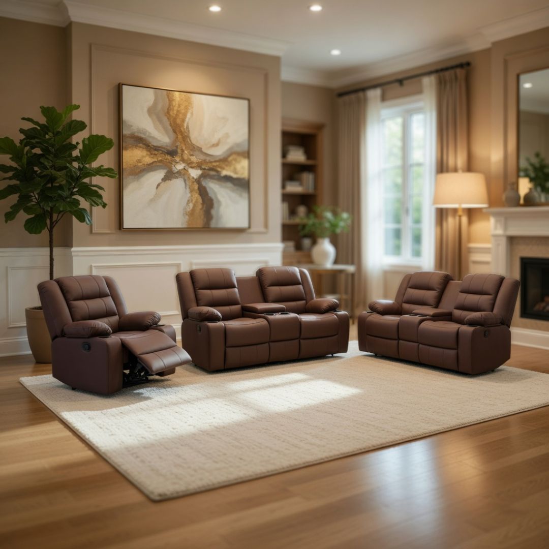 TEXAS RECLINER 3-2-1 SOFA (BROWN)