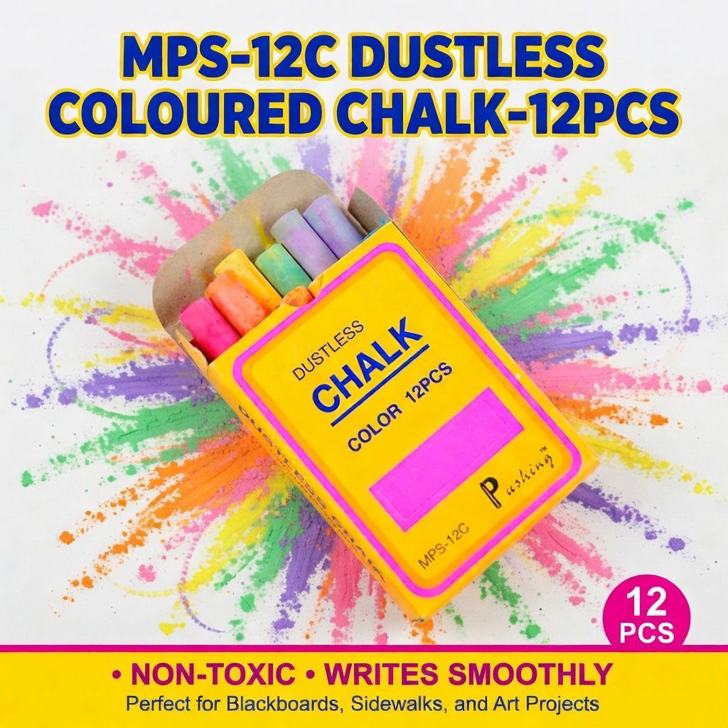 MPS-12C DUSTLESS COLOURED CHALK-12PCS