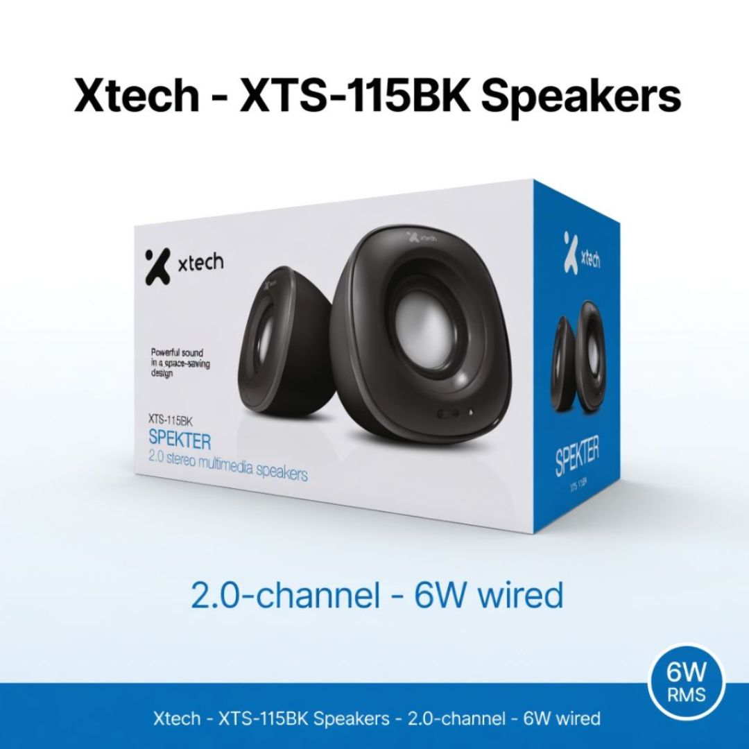 Xtech - XTS-115BK Speakers - 2.0-channel - 6W wired