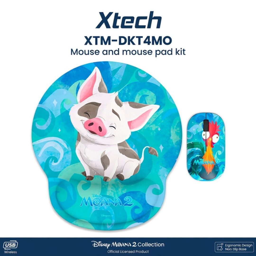 Xtech - XTM-DKT4MO - Mouse and mouse pad kit - 2.4 GHz - Wireless - Moana 2 KT4MO - Disney Moana 2 Pua and Hei Hei
