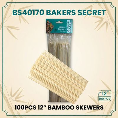 BS40170 BAKERS SECRET 100PCS 12" BAMBOO SKEWERS