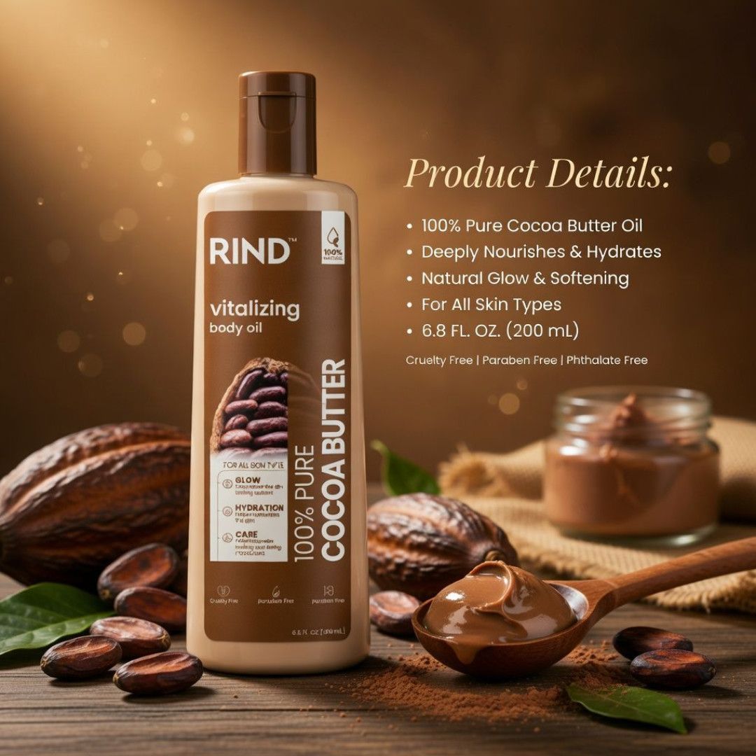 RIND BODY OIL VITALIZING 100% PURE COCOA BUTTER OIL-195ML