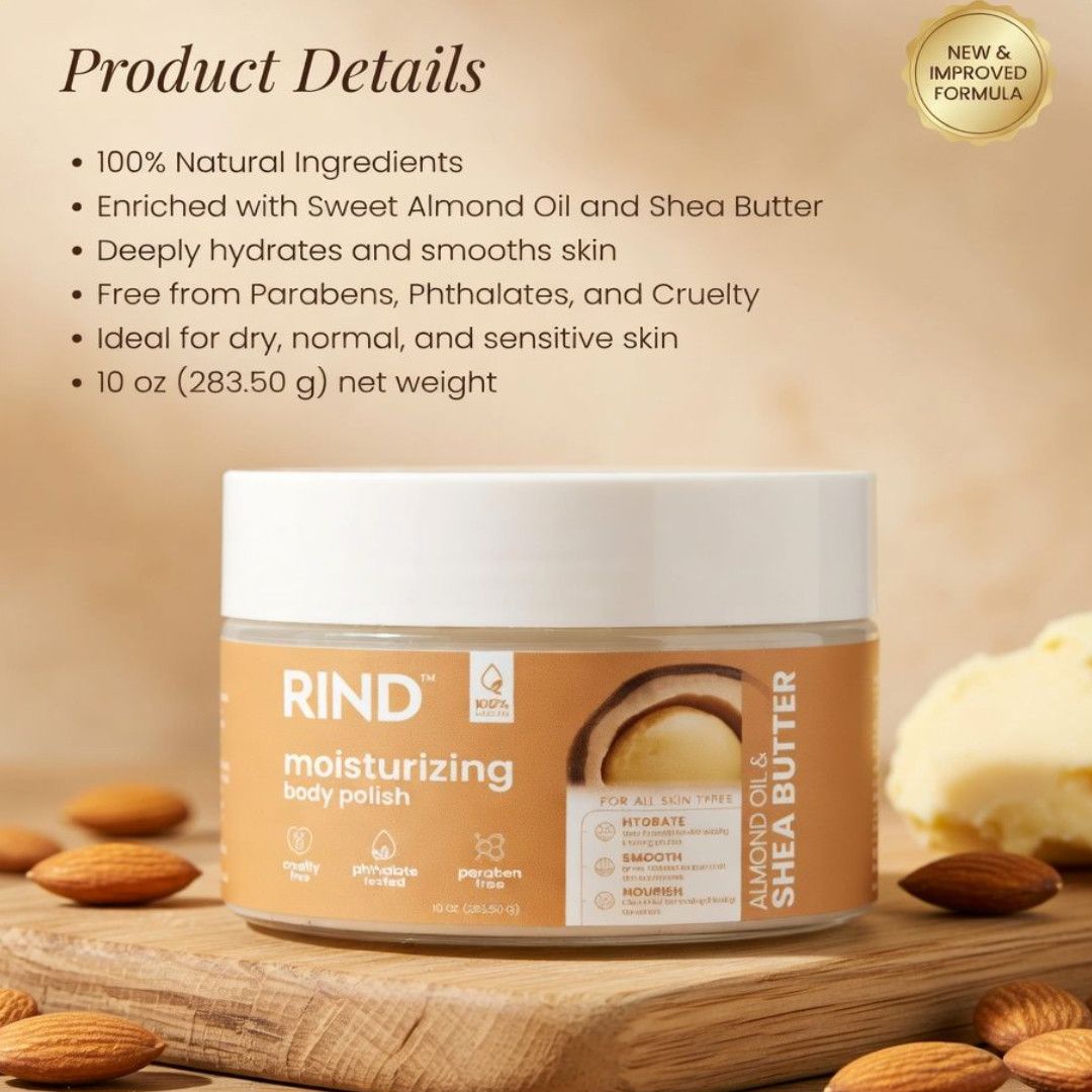 RIND BODY POLISH ALMOND OIL &amp; SHEA BUTTER 10.0 OZ