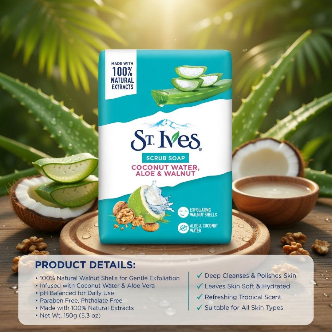 ST IVES BAR SOAP COCONUT WATER ALOE &amp; WALANUT