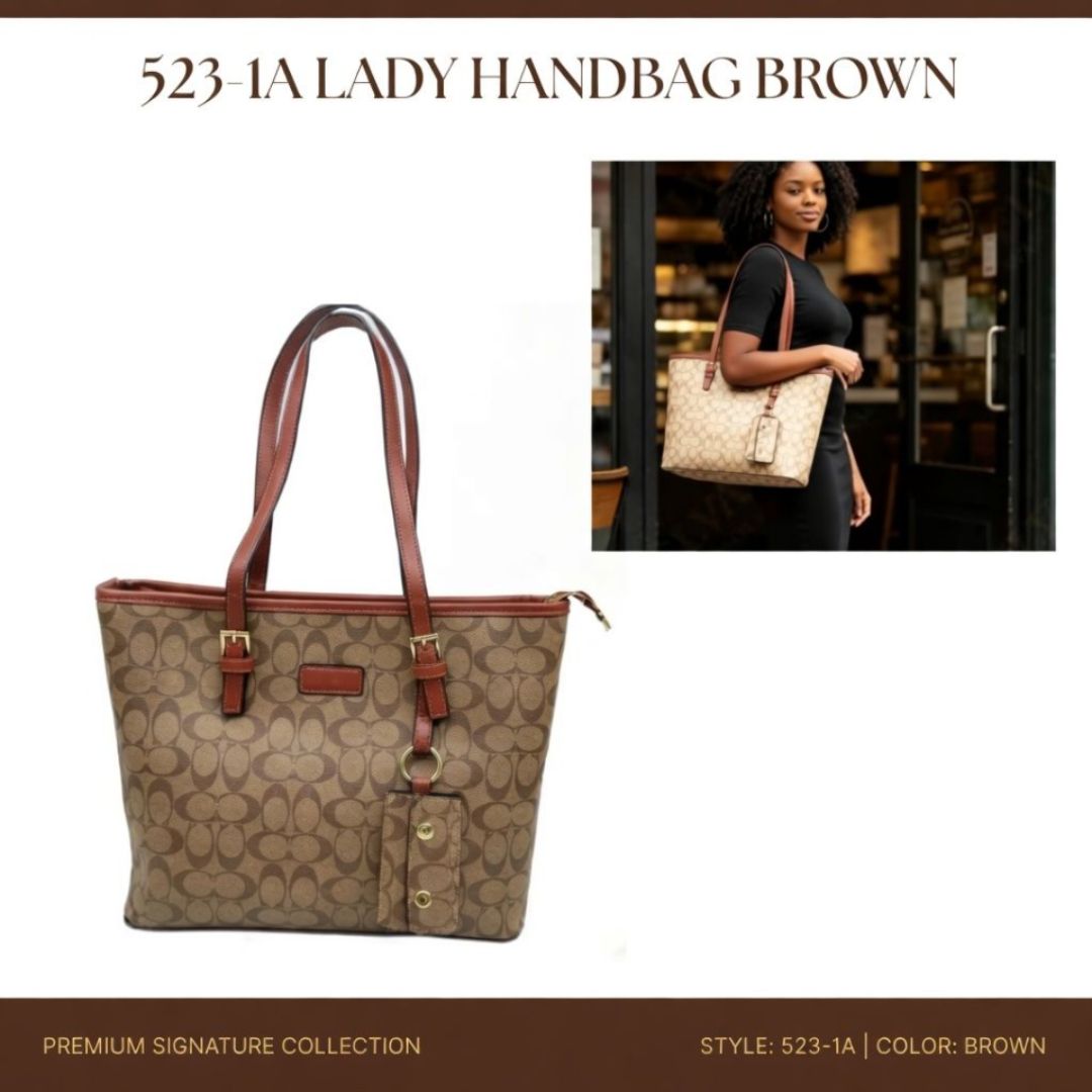 523-1A LADY HANDBAG BROWN