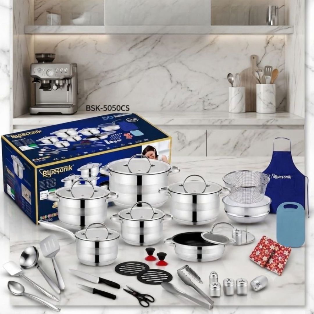 BSK-5050CS BLUESONIK 50PCS STAINLESS STEEL COOKWARE SET